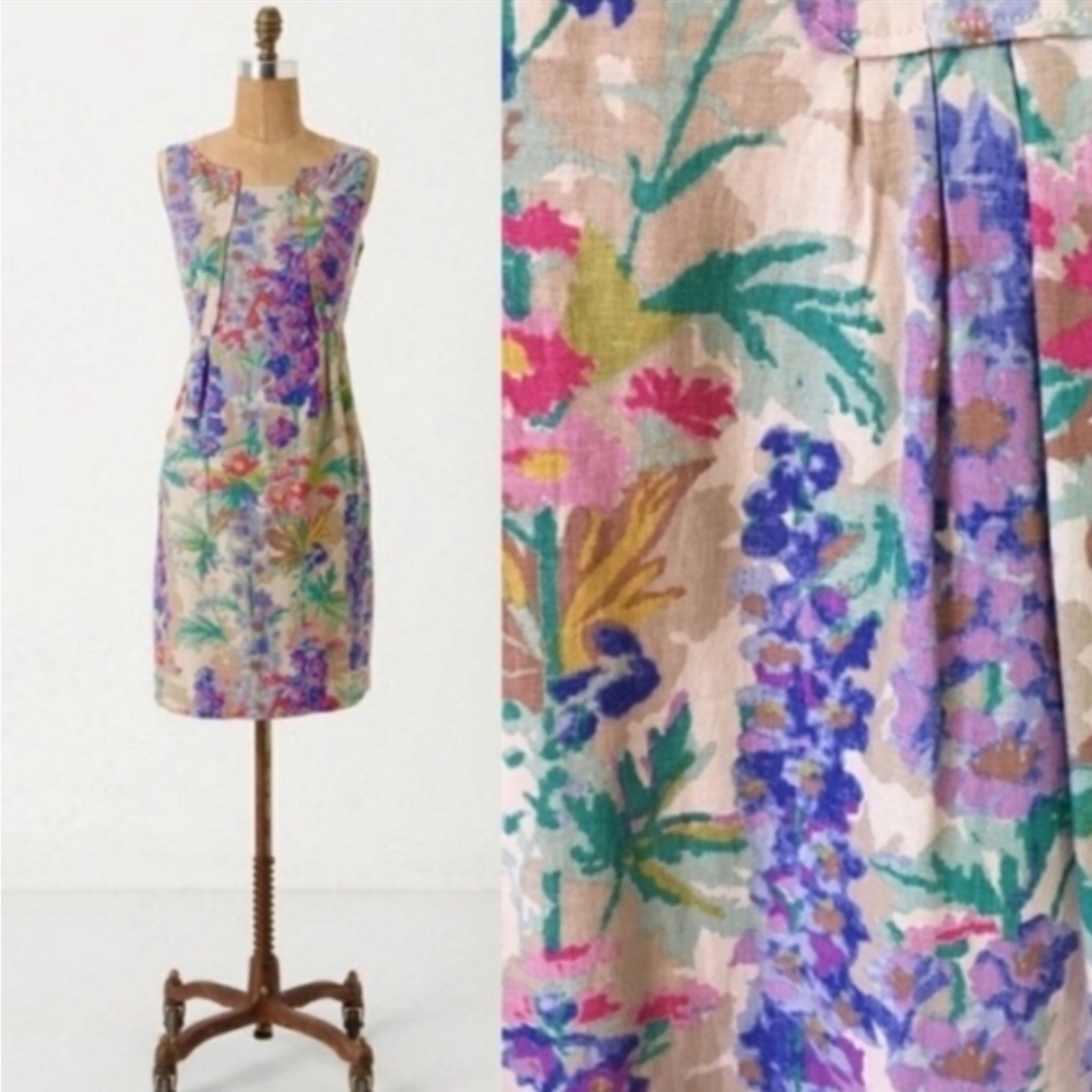 EUC Anthropologie Edme & Esyllte hyacinth linen dress